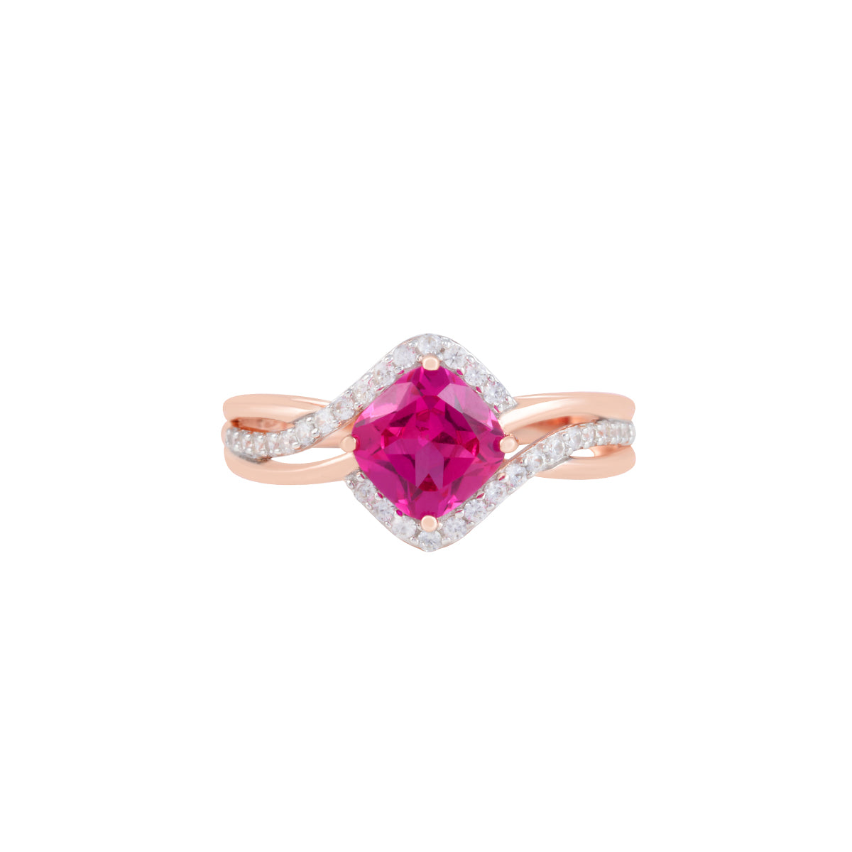 Pink Sapphire Ring with White Diamond in 14KT Gold 2.74cts.