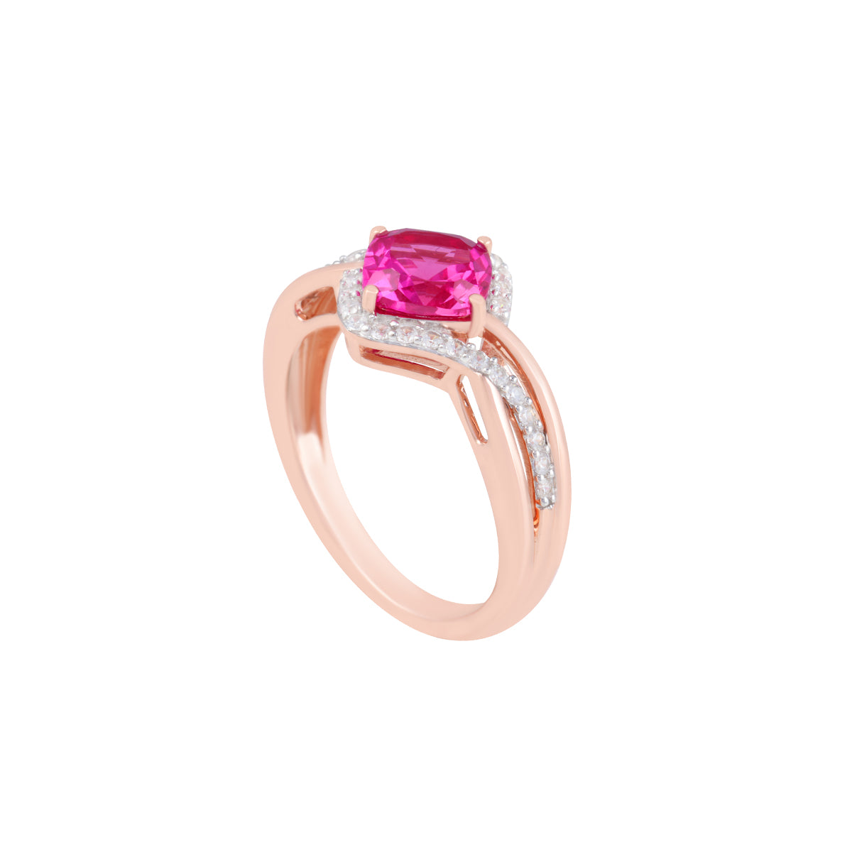 Pink Sapphire Ring with White Diamond in 14KT Gold 2.74cts.