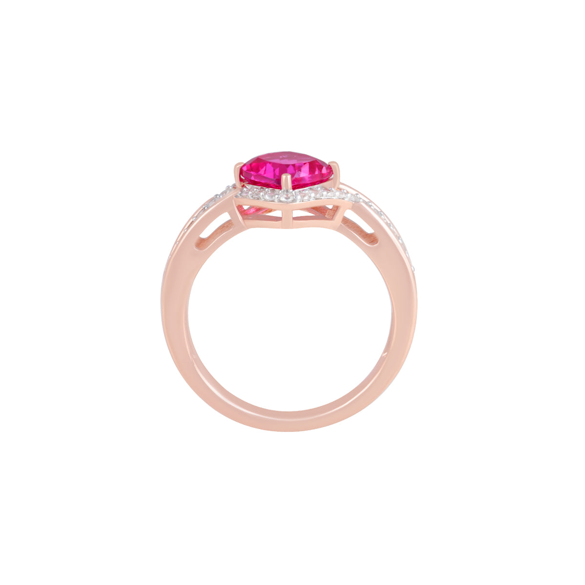 Pink Sapphire Ring with White Diamond in 14KT Gold 2.74cts.