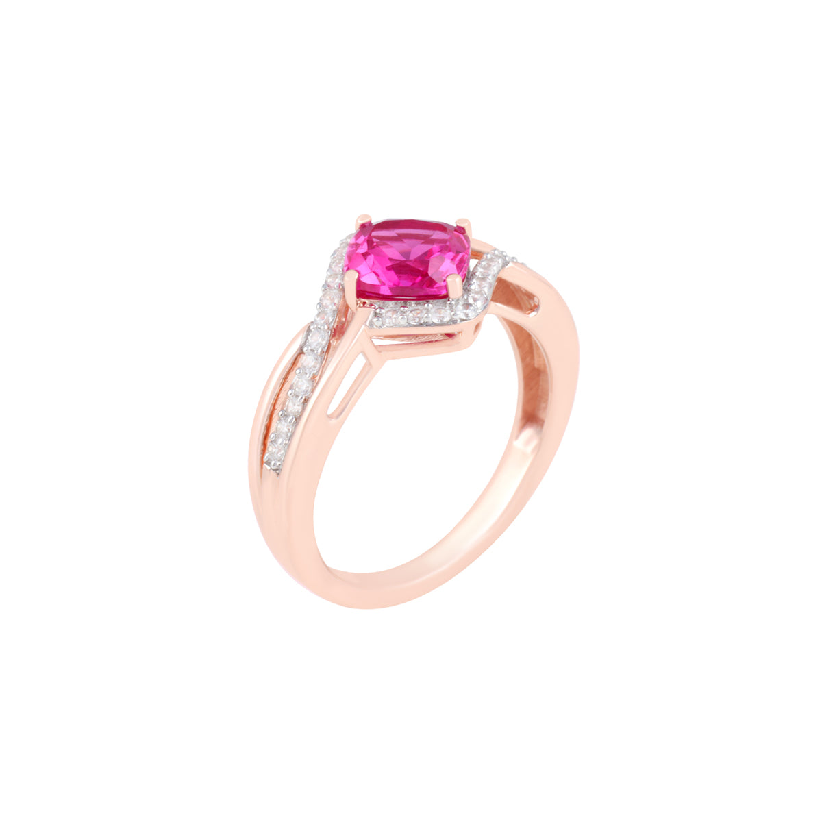 Pink Sapphire Ring with White Diamond in 14KT Gold 2.74cts.