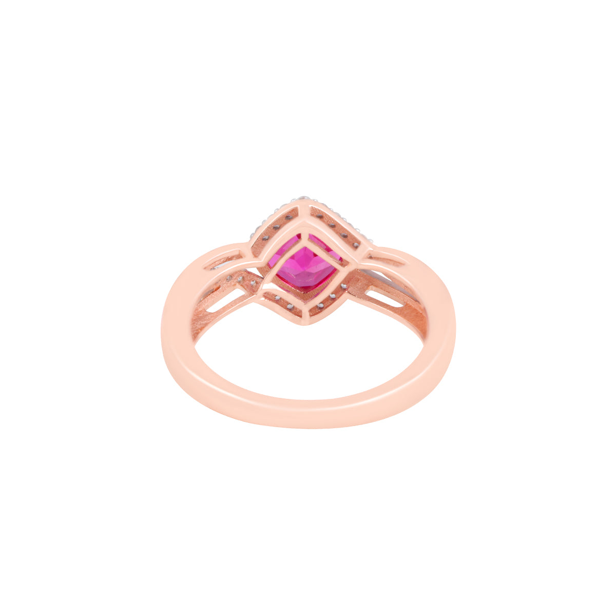 Pink Sapphire Ring with White Diamond in 14KT Gold 2.74cts.