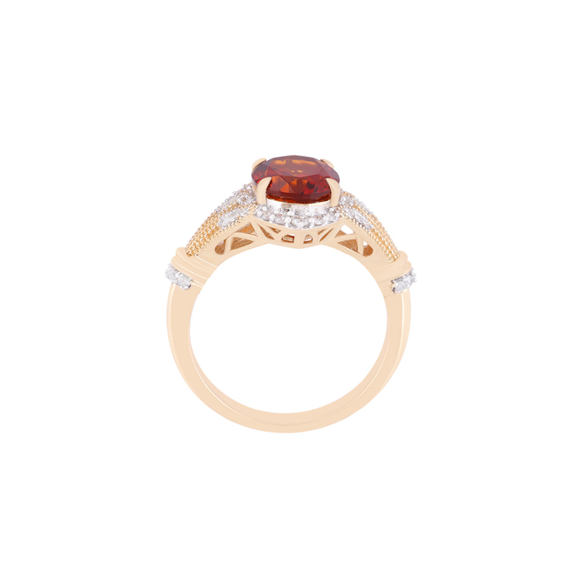 Mandarin Citrine Ring with White Diamond in 14KT Gold 2.61cts.