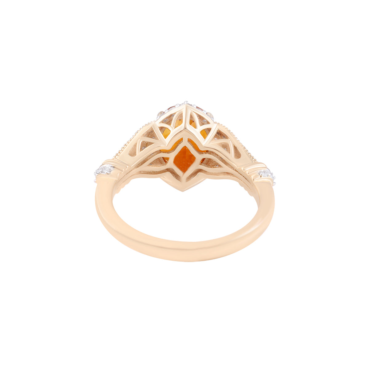 Mandarin Citrine Ring with White Diamond in 14KT Gold 2.61cts.