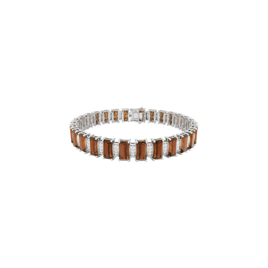 Smokey Quartz Bracelet with White Diamond in 18Kt White Gold 22.60cts