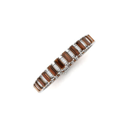 Smokey Quartz Bracelet with White Diamond in 14Kt White Gold 22.60cts